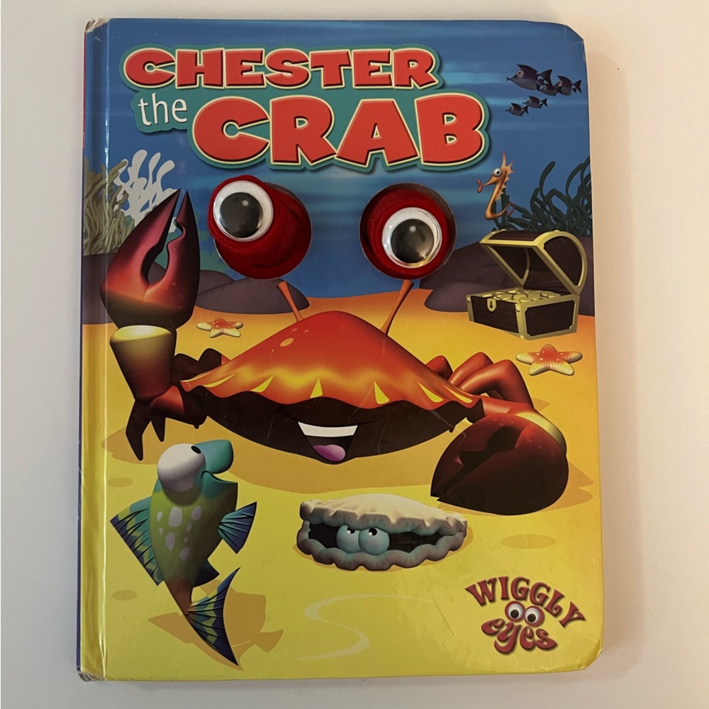 Chester the Crab Wiggly Eyes hard cover created by Peter Tovey